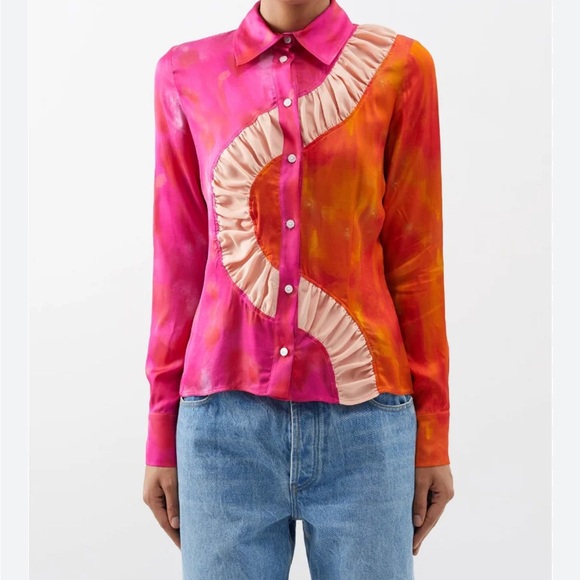 AHLUWALIA
watercolour-effect colour-block blouse size 12 US L - Picture 6 of 16